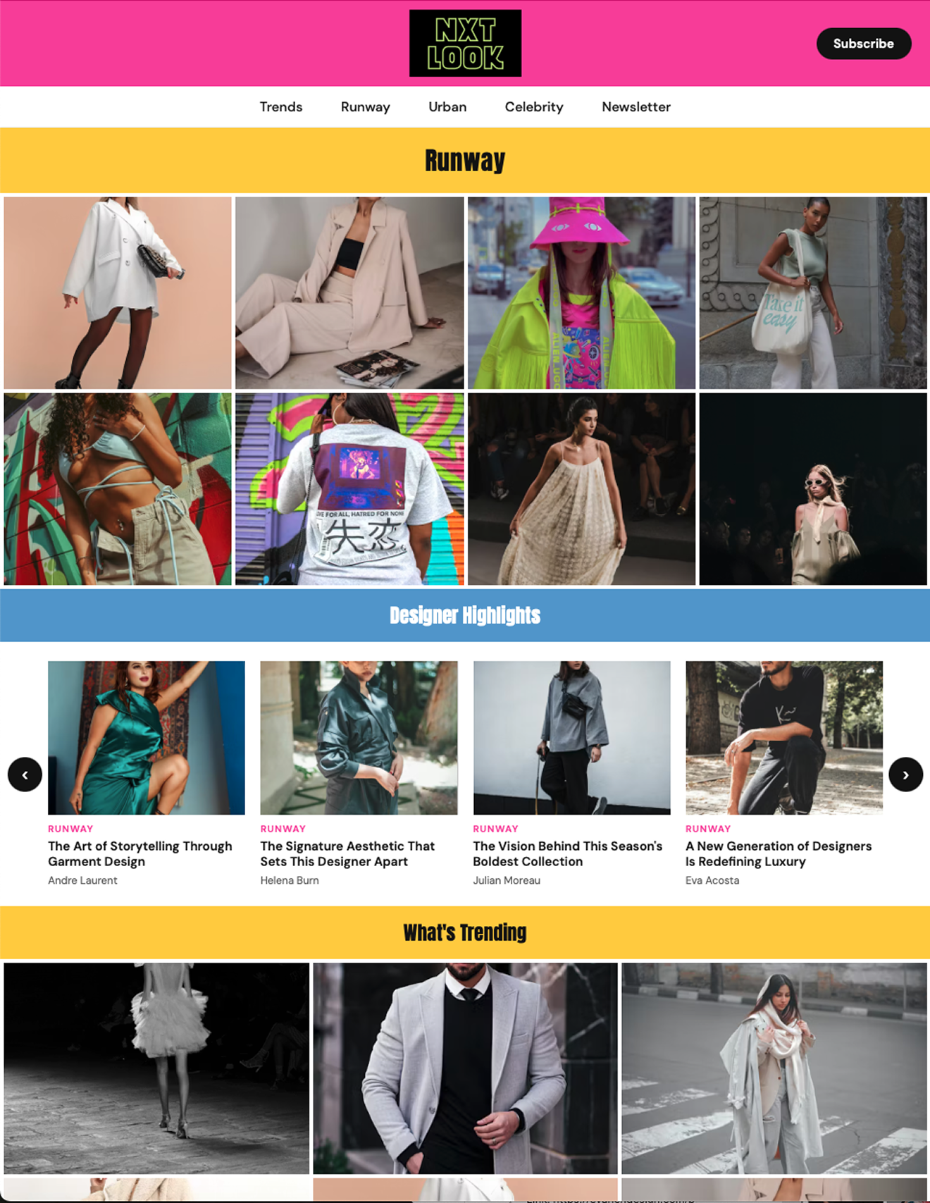 NXT Look runway page