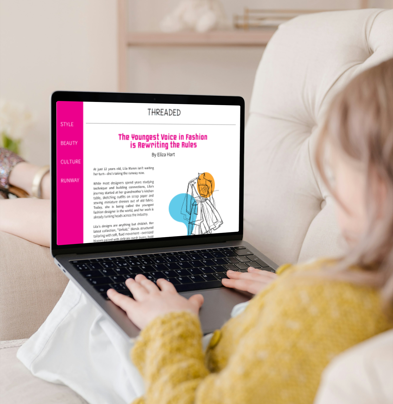 Threaded website mockup on laptop