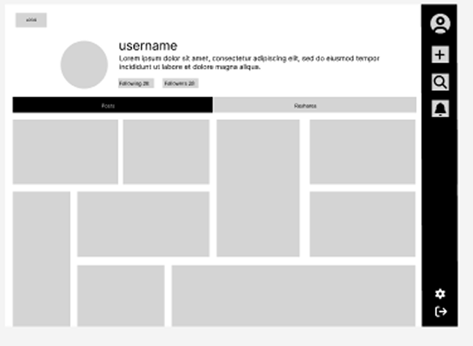 Profile page wireframe
